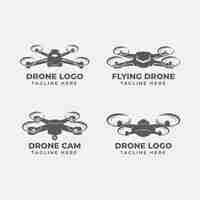 Free vector monochrome flat design drone logo collection