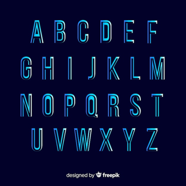 Бесплатное векторное изображение Шаблон монохромный градиент алфавит
