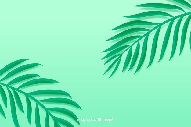 Монохромный фон зеленые листья в стиле бумаги