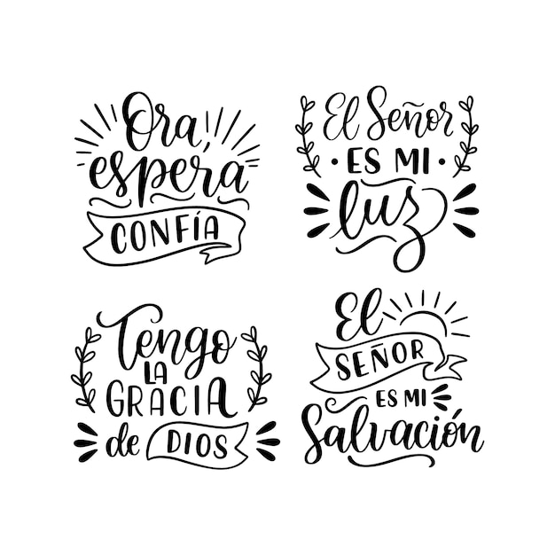 Free vector monochrome lettering faith and religion stickers collection