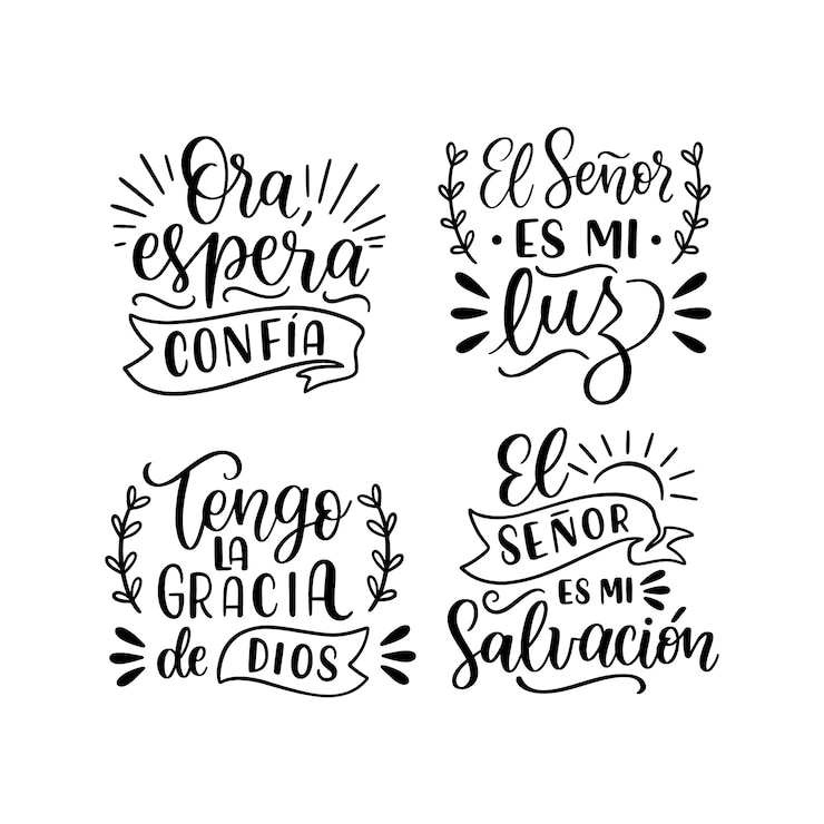 Free Vector monochrome lettering faith and religion stickers collection