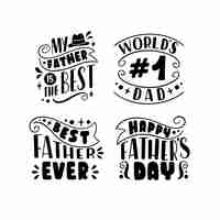 Free vector monochrome lettering fathers day stickers collection