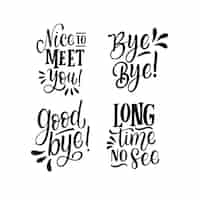 Free vector monochrome lettering greetings stickers collection