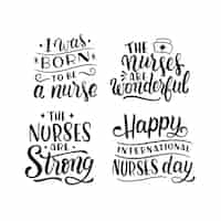 Free vector monochrome lettering international nurses day stickers collection