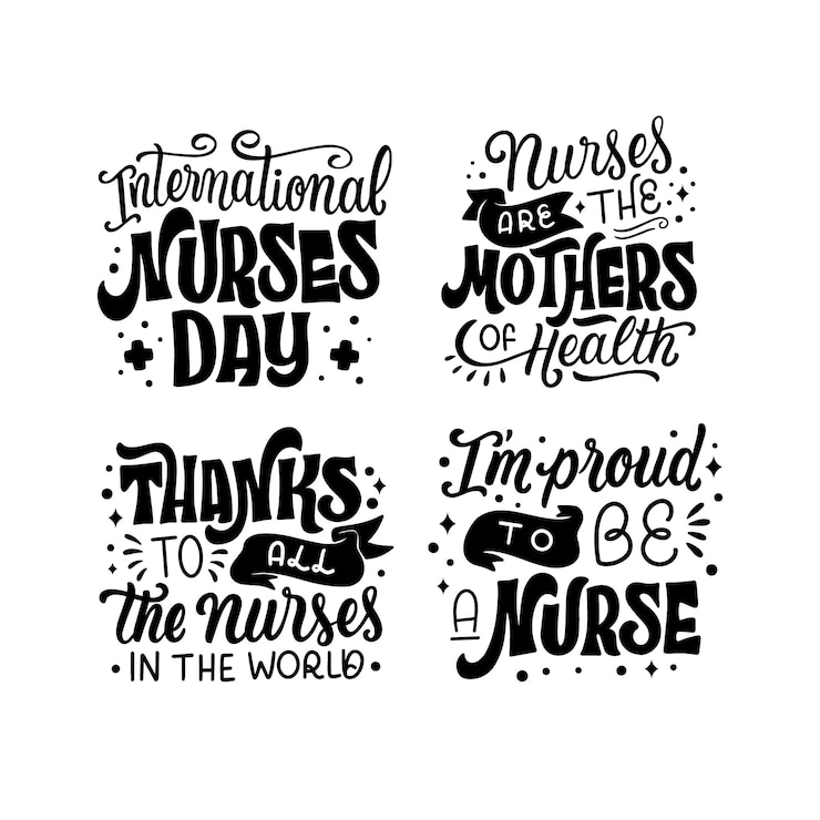 Free Vector monochrome lettering international nurses day stickers collection