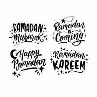 Free vector monochrome lettering ramadan stickers collection