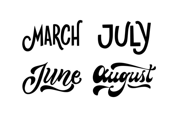 Monochrome months lettering collection