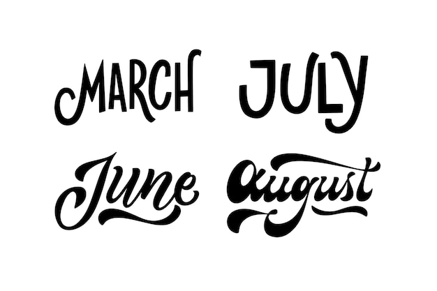 Monochrome months lettering collection