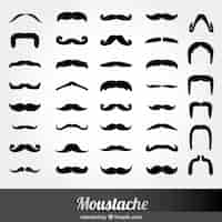 Free vector monochrome moustache icons set