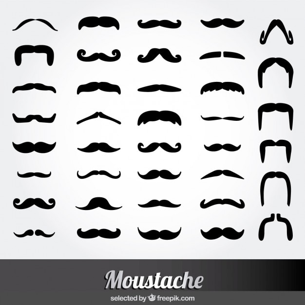 Monochrome moustache icons set