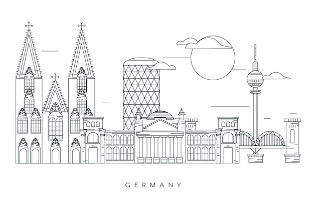 Monochrome outline landmarks skyline concept