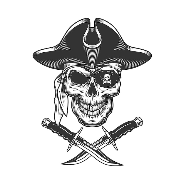 Monochrome pirate skull