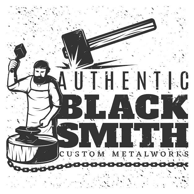 Free vector monochrome vintage blacksmith template