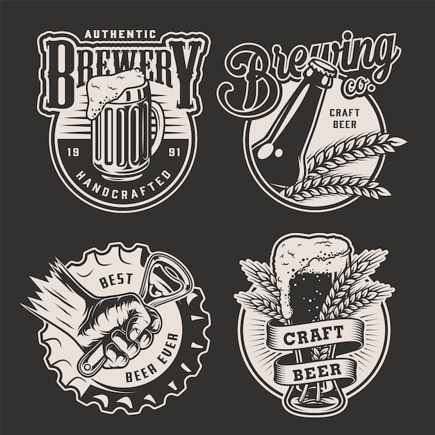 Monochrome vintage brewery badges