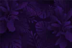 Free vector monochrome violet realistic dark tropical leaves background