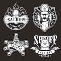 Free vector monochrome wild west badges