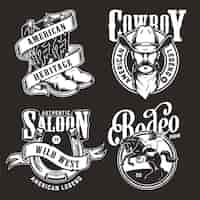 Free vector monochrome wild west labels