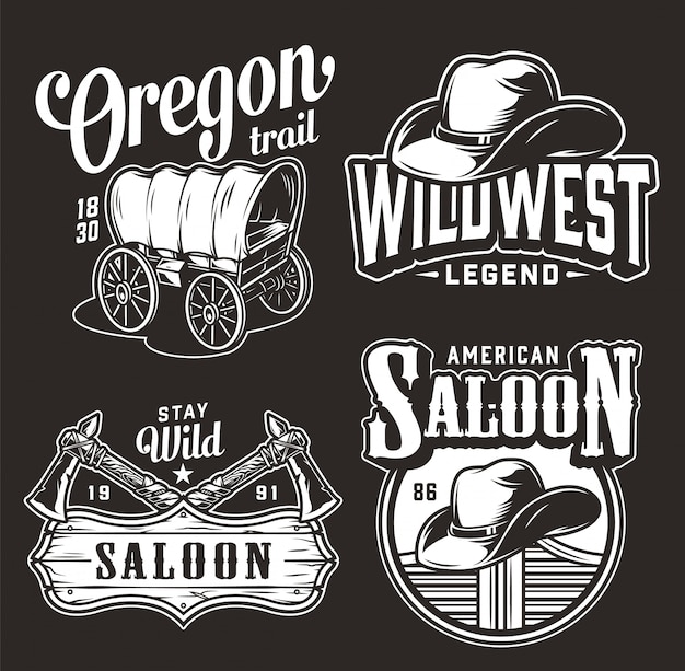 Free vector monochrome wild west vintage badges