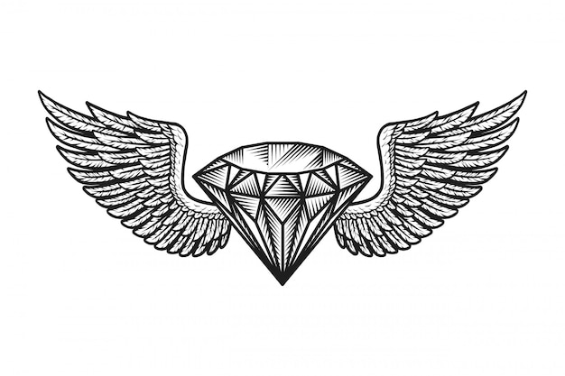 モノクロの翼のあるダイヤモンドテンプレート