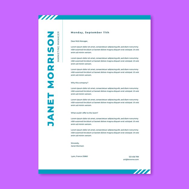 Free vector monocolor janet cover letter