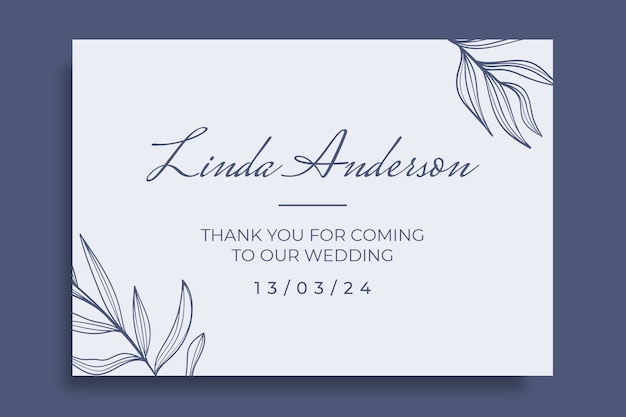 Free vector monocolor linear leaves wedding name tag