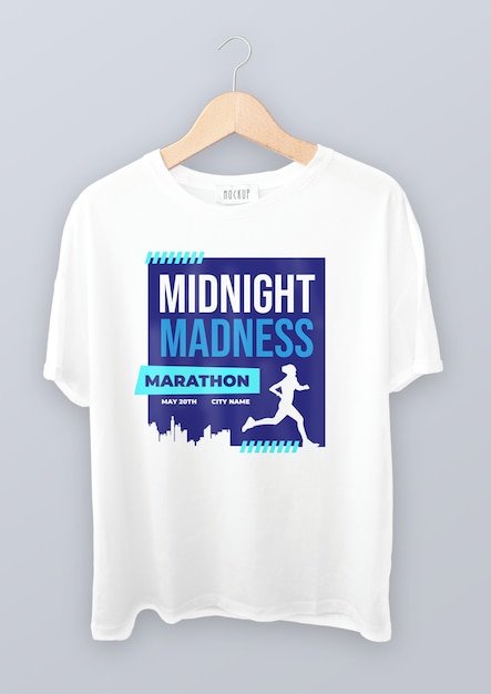 Free vector monocolor midnight madness marathon t-shirt design