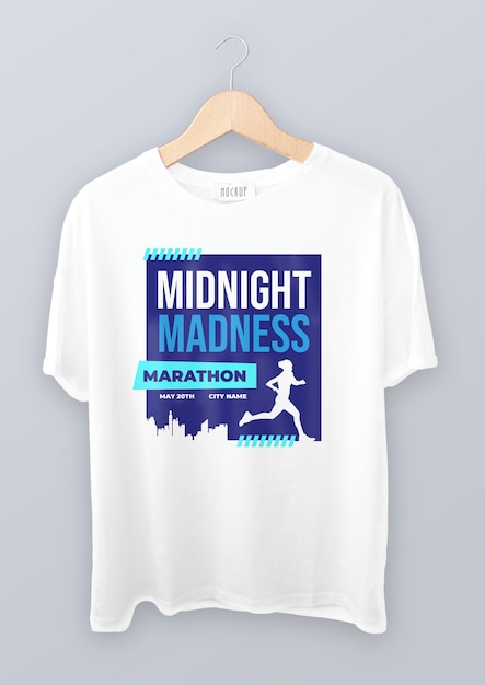 Дизайн моноцветной футболки марафона «Полночное безумие»
