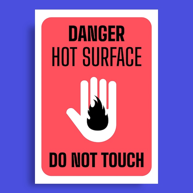 無料ベクター 単色のモダンな熱い表面の「触らないでください」の標識