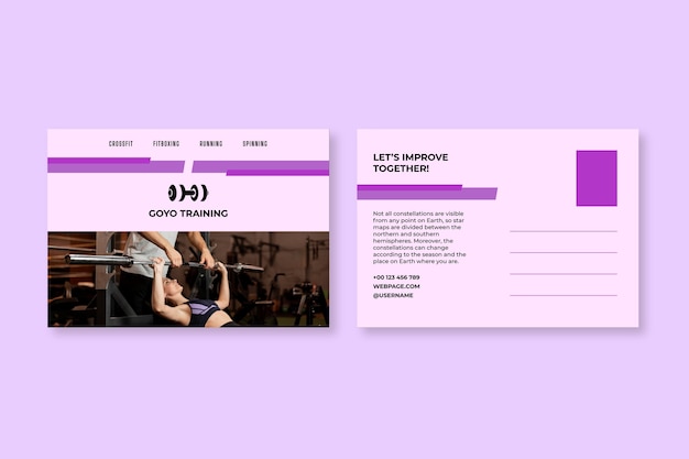 Vettore gratuito cartolina monocolore per personal trainer