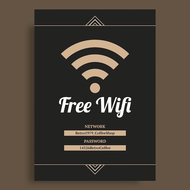 Бесплатное векторное изображение Моноцветная ретро-кафе 1979 года, знак wi-fi