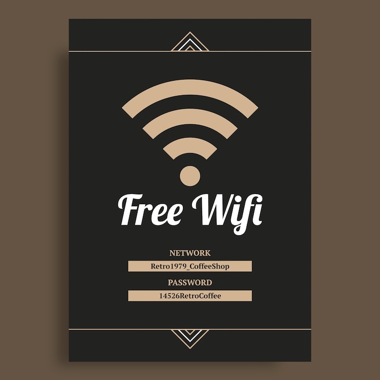 Free Vector monocolor retro 1979 coffee shop wifi sign