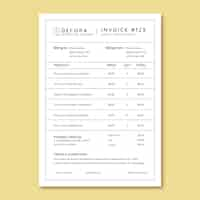 Free vector monocolor simple decora interior design invoice