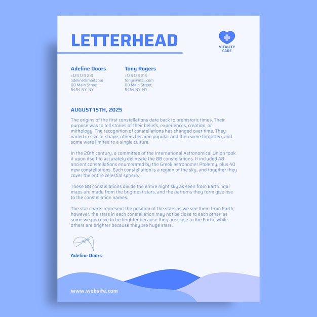 Free vector monocolor vitality care non-profit organization letterhead template