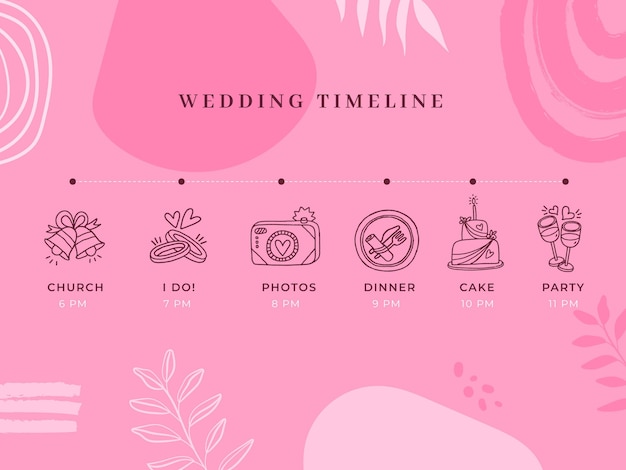 Free vector monocolor wedding timeline