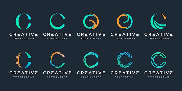 Monogram creative letter c logo design template icons for business of luxury elegant simple