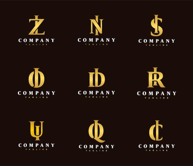 Monogram letter i luxury bundle logo