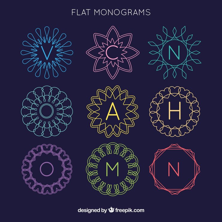 मुफ़्त वेक्टर monograms collection of colors in flat design