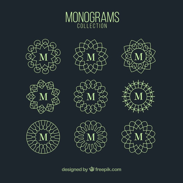 Monograms collection of green color