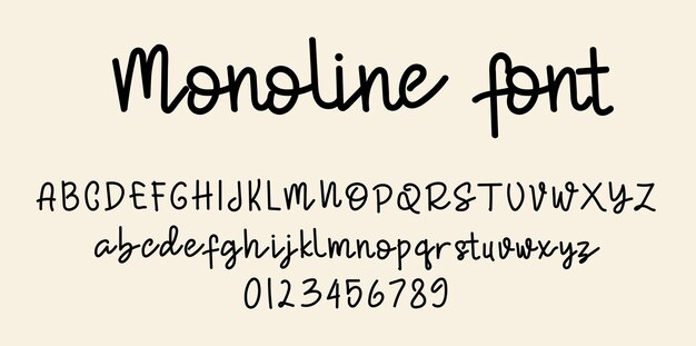 Monoline 스크립트 글꼴 알파벳