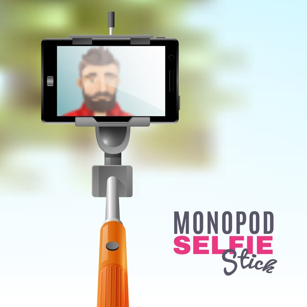 Monopod Selfie Illustration