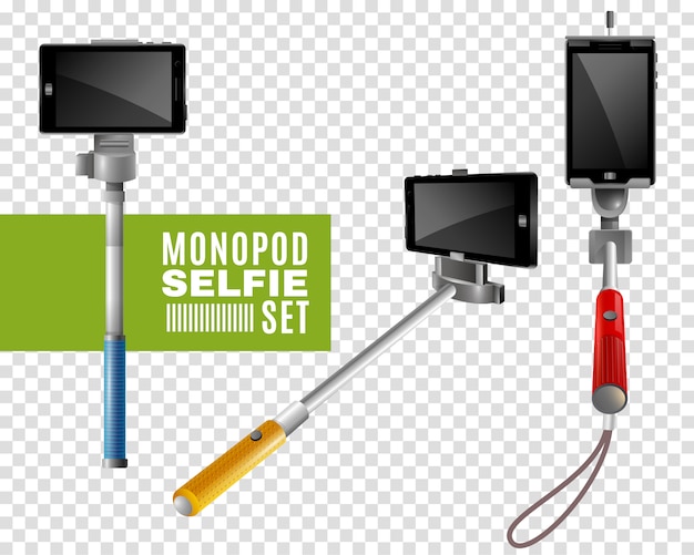 Vettore gratuito monopod selfie set trasparente