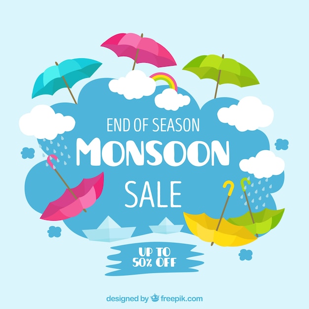 Download Free Monsoon Season Sale Background With Colorful Umbrellas Svg Dxf Eps Png PSD Mockup Templates