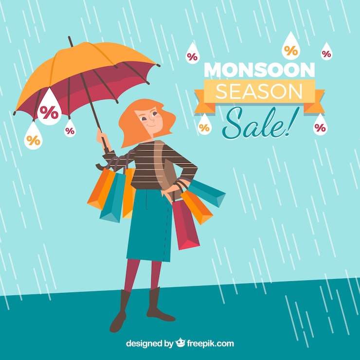 मुफ़्त वेक्टर मानसून के मौसम में सेल का बैकग्राउंड