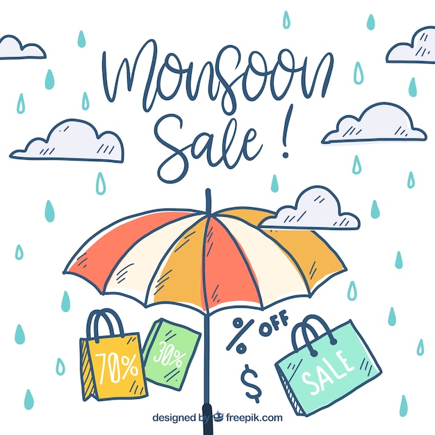 Бесплатное векторное изображение Фон для продажи сезона муссонов