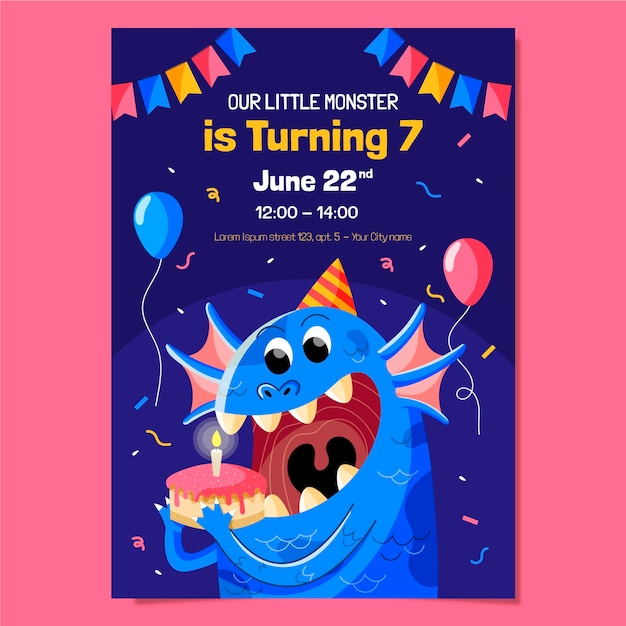Monster birthday invitation template