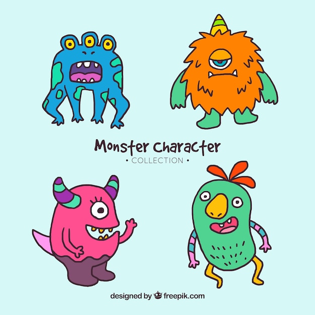 Бесплатное векторное изображение Коллекция персонажей монстров