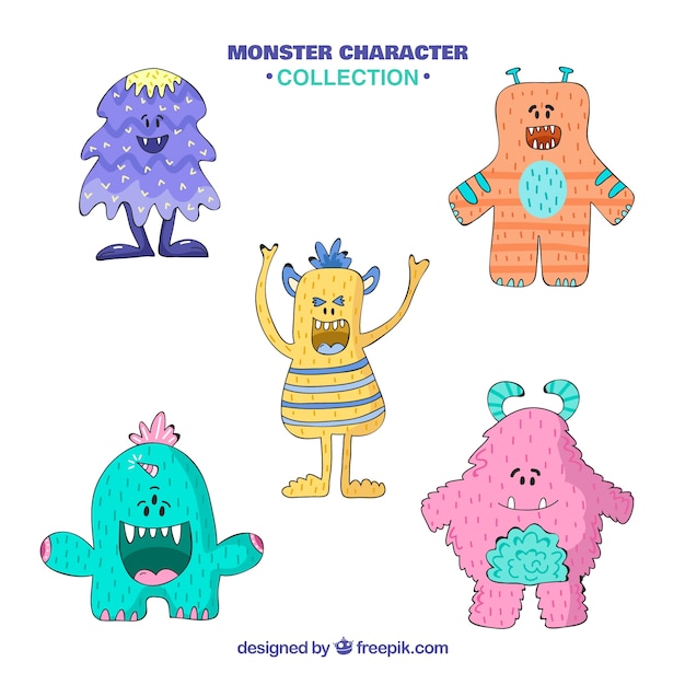 Free vector monster collection of five