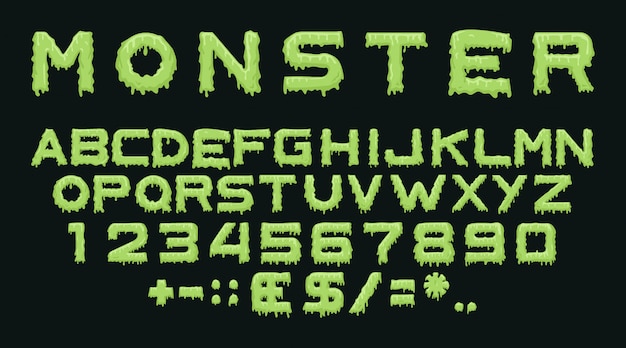 spooky text font free Free vector monster font effect