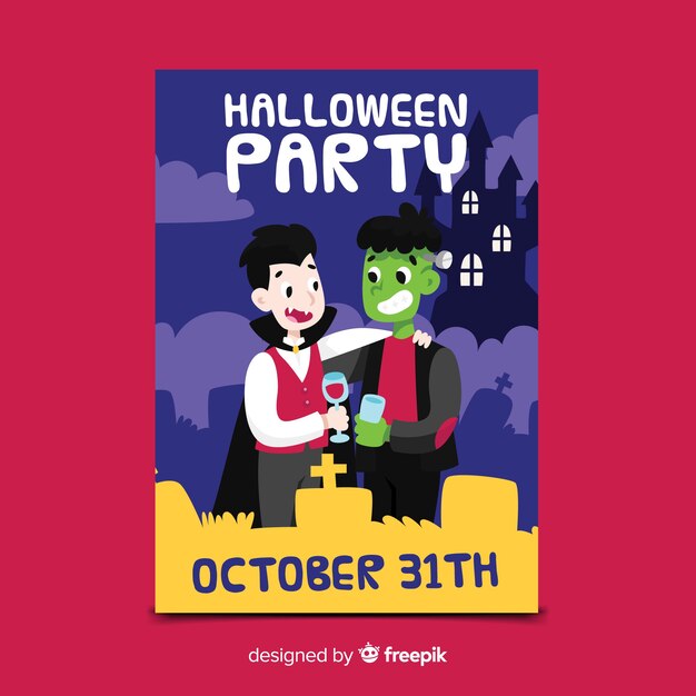 Monster party halloween flyer template