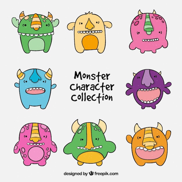 Free vector monster set of eight